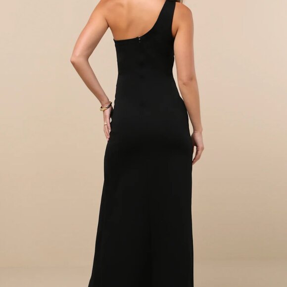 Lulus Good Times Only Black One-shoulder Maxi Dress - Size XS - Picture 9 of 10